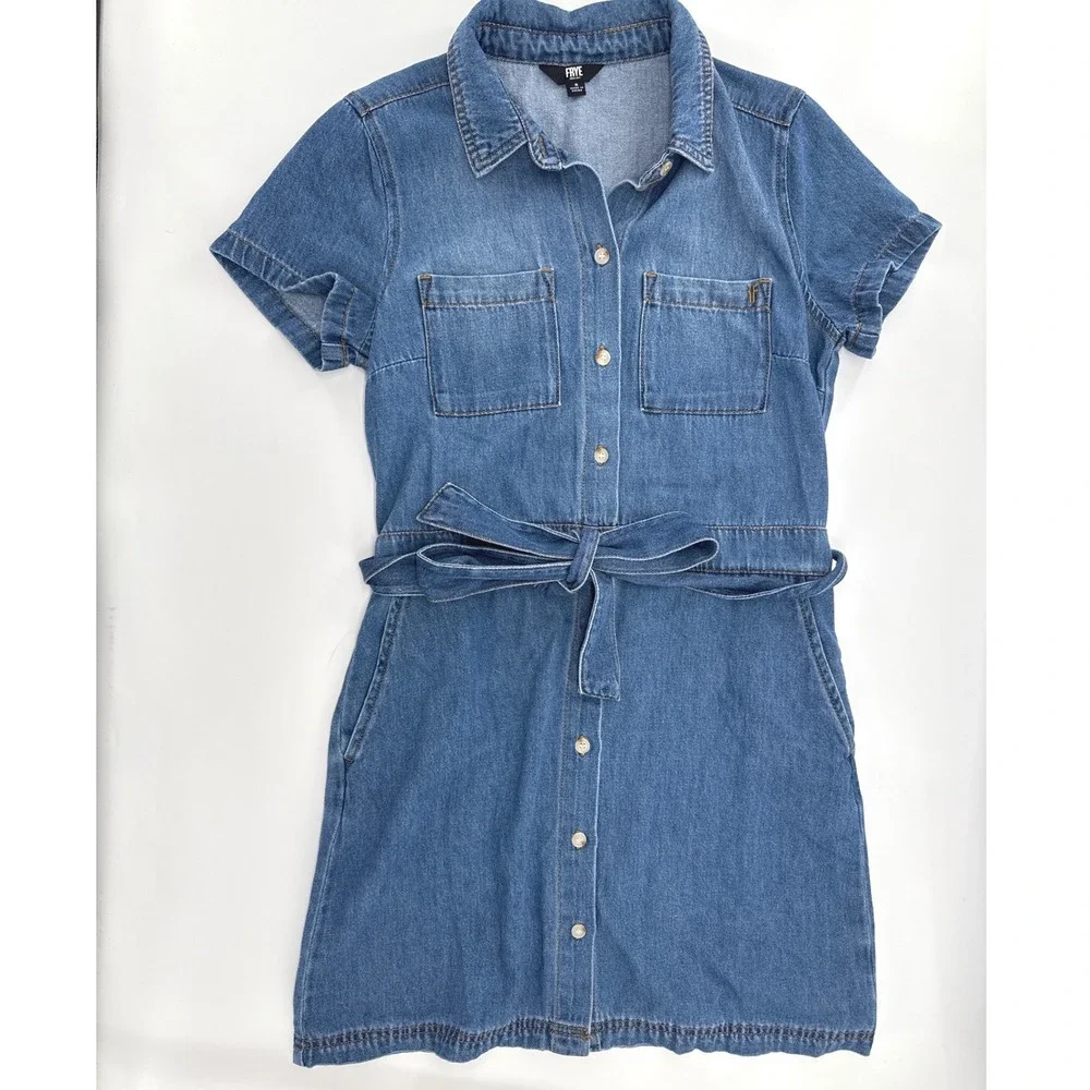 Frye Blue Denim Shirt Dress Womens Small